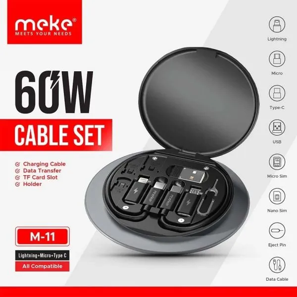 Meke M-11 60W Multifunction 6-in-1 Charging Data Cable Set