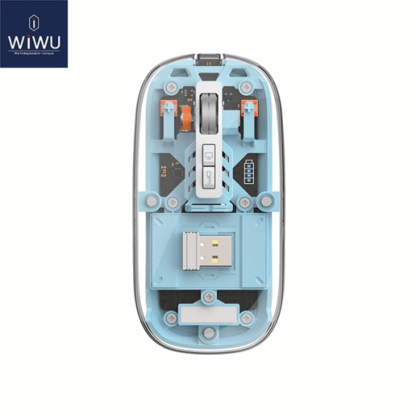 WIWU Transparent Wireless Mouse - Sky Blue & Grey Color
